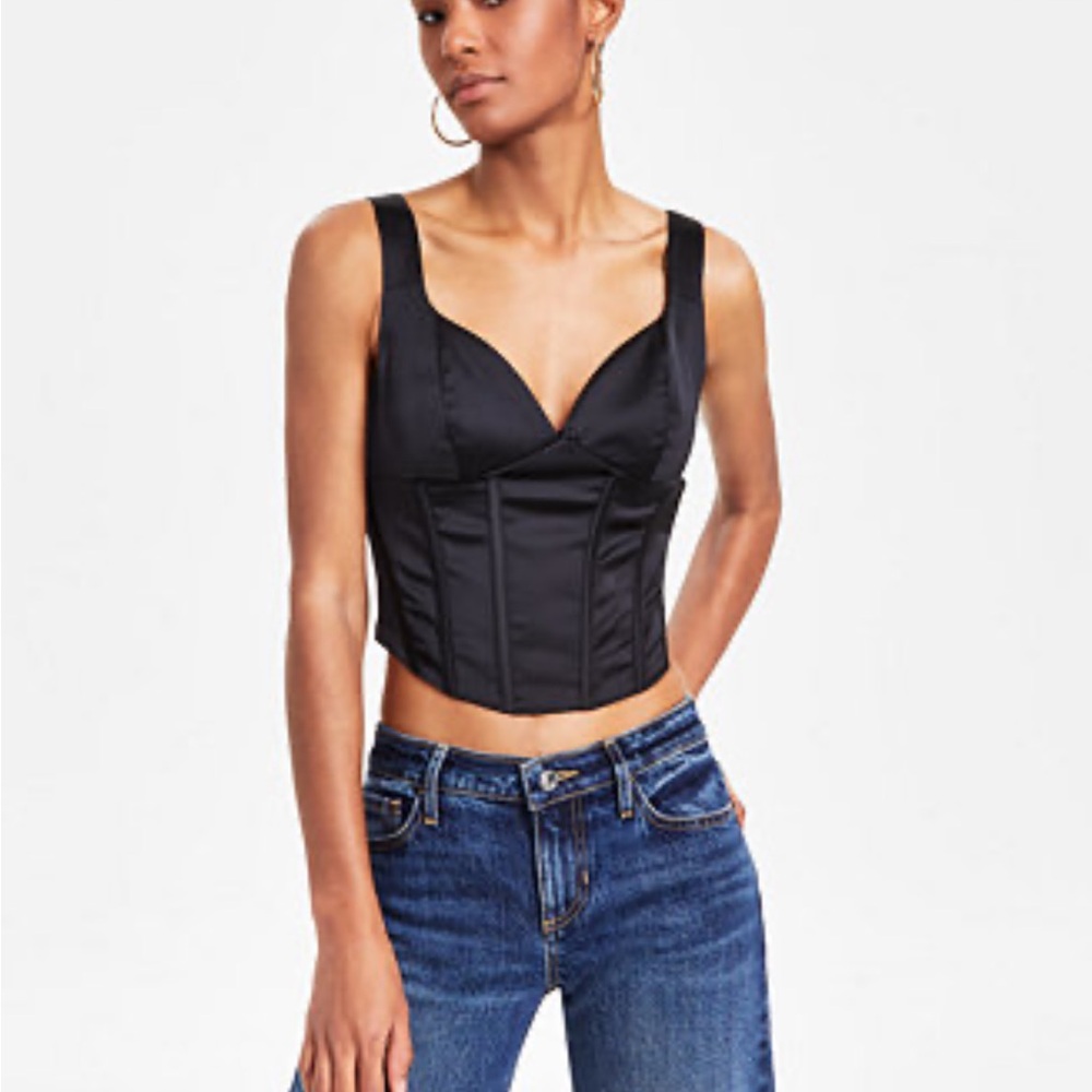 Jadon Wu black satin corset top medium